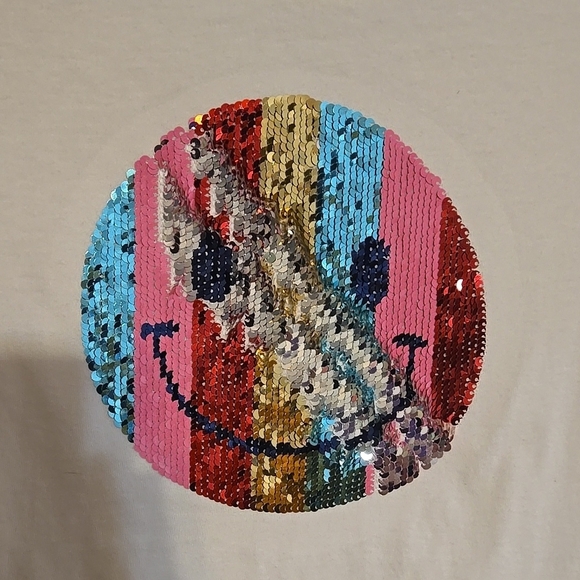 GAP Kids Beige Long Sleeve Shirt with Sequin Smiley Face - Picture 5 of 8